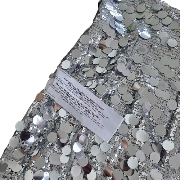 Dress The Population Silver & Gray Suri Sequin Halter Mini Dress Sz Large 10/12 - Picture 7 of 11